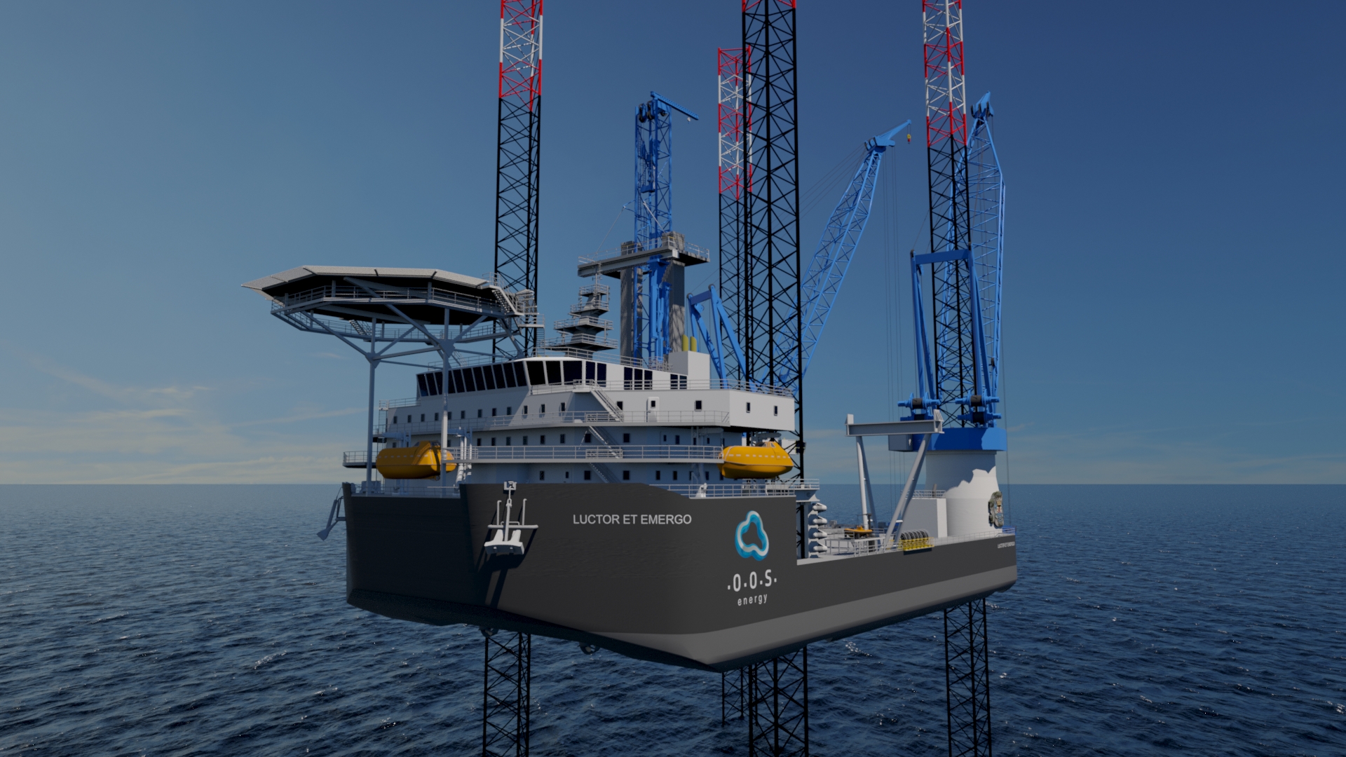 MAU Luctor et Emergo, cranes, based on the CDC hull design